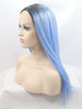 Black Blue Synthetic Lace Front Wig Medium Length