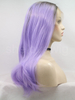 Black Purple Ombre Synthetic Hair Lace Front Wig Medium Length