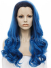 Black Root with Blue Wave Synthetic Lace Front Wigs