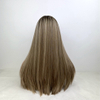 Virgin Human Hair Jewish Wig Blonde Color With Highlight Straight Silk Base Top Jewish Wig