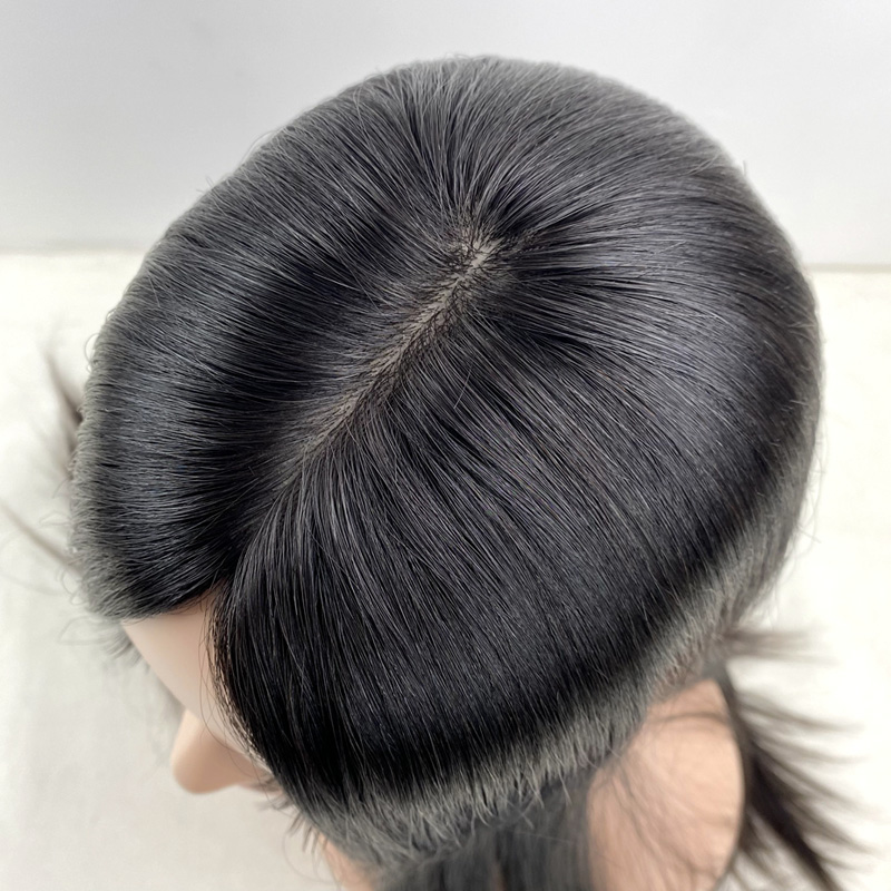 Natural Black Silk Top Base Hair Topper Invisible Knots For White Women Hair Topper For Thinning Hair
