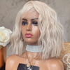 Short Length Natural Wave Platinum Blonde Lace Front Wig Summer Human Hair Wigs