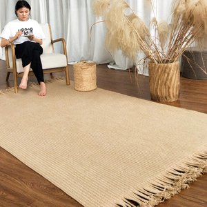 Weaving Natural Jute Carpet Hand Made Plus Size Carpet for Bedroom