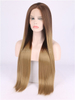 Silk Straight Blonde Ombre Synthetic Lace Front Wig