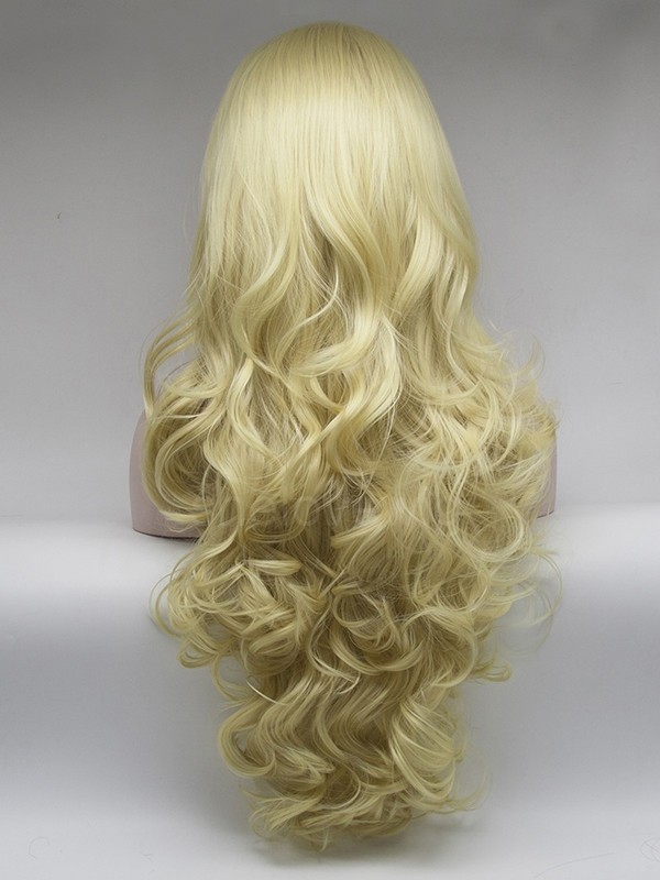 Beauty Blonde Lace Front Wig Synthetic Hair Wave Style