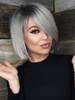 Ombre Grey Bob Hairstyle Human Hair Glueless Lace Front Wig