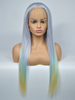 Ombre Black Dark Green Synthetic Hair Lace Front Wig Straight