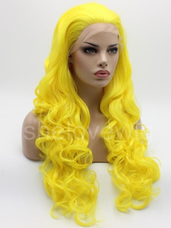 Beauty Wavy Yellow Color Synthetic Lace Wig