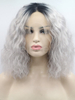 Natural Curl Black Grey Synthetic Lace Front Wig Short Length