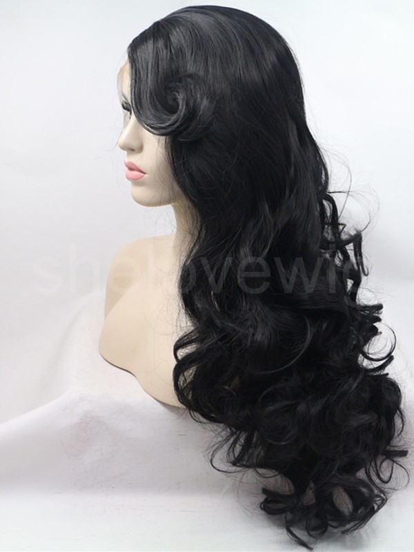 Black Lace Front Wig Synthetic Hair Cheap Price on Sale