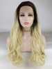 Blue Mixed Grey Lace Front Wig Synthetic Hair Short Length