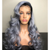 Ombre Grey Human Hair Glueless Full Lace Wig Wave