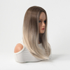 Ombre Light Blonde Synthetic Wigs Machine Made Medium Length