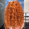 Ginger Yellow Color Virgin Hair Full Lace Wigs Curl Hair Human Hair Lace Wig for White Women