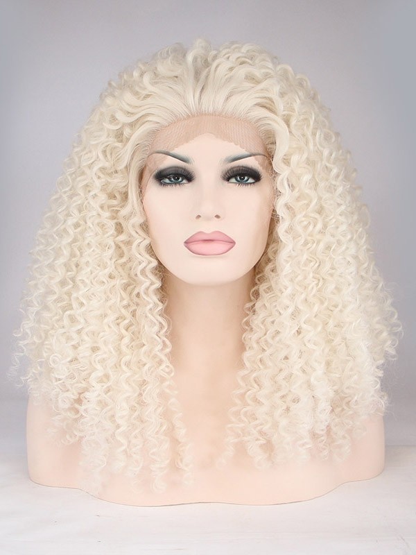 Kinky Curl Blonde Hair Synthetic Lace Front Wigs