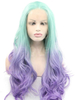 Ombre Synthetic Hair Lace Wig Green with Purple