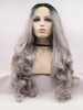 Black Grey Synthetic Lace Front Wig Wave Ombre
