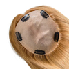 Natural Straight Blonde Color Women Hair Topper with Clips Middle Silk Top with Thin Skin