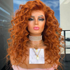 Ginger Yellow Color Virgin Hair Full Lace Wigs Curl Hair Human Hair Lace Wig for White Women