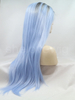 Silk Straight Black Root Blue Synthetic Hair Lace Front Wig