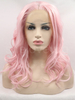 Lovely Pink Synthetic Hair Lace Front Wig for Girl Wave Hair