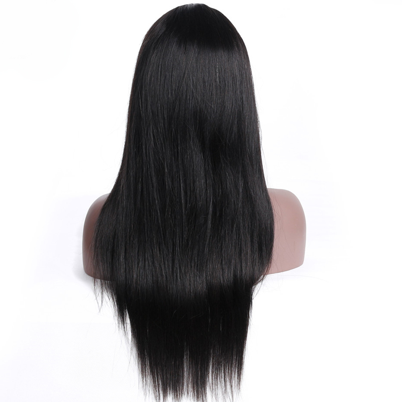 Off Black Indian Remy Hair 360 Lace Wigs Straight