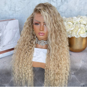 Curl Ombre Blonde Glueless Full Lace Wigs Highlight Color Virgin Human Hair Lace Front Wig