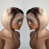 Bob Hair Cut Ombre Blonde Lace Front Wigs Short Length Summer Human Hair Lace Wigs