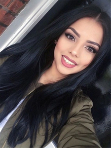 Natural Straight Human Hair Lace Wigs Black Color