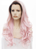 Black Root Light Pink Synthetic Lace Front Wig