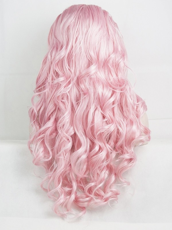 Cute Pink Color Synthetic Lace Front Wig Artificial Wig