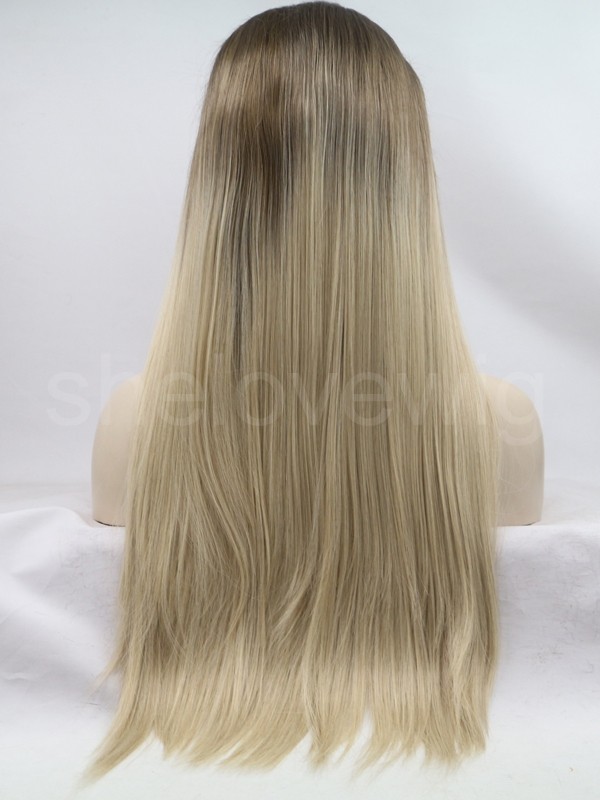 Medium Length Synthetic Hair Lace Front Wig Ombre Straight