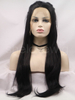 Natural Straight Black Synthetic Hair Lace Front Wig Braid