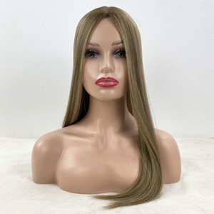 Custom Brown With Highlights Topper For White Women 4X4 Silk Top Back with Machine Weft Clip On Hair Pieces
