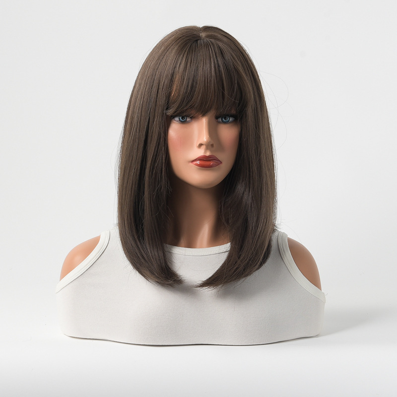 Cheap Price Natural Brown Color Synthetic Wig Machine Made