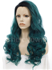 Green Black Ombre Synthetic Lace Front Wigs Wave
