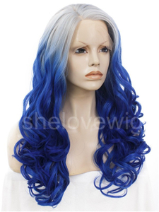 Blonde Blue Ombre Synthetic Lace Front Wigs