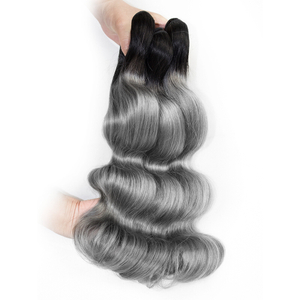 Dark Grey With Black Roots Body Wave Ombre Color Human Hair Bundles Virgin Hair Extensions