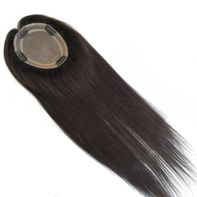 Double Circle Mono Base Human Hair Topper For Women Clip In Hair Topper for Thinning Hair 