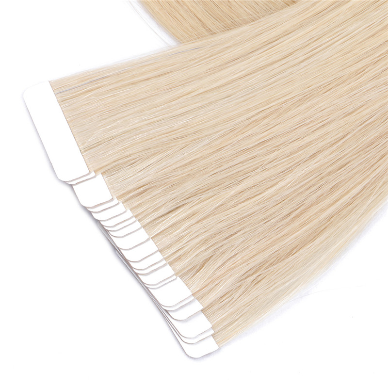 Ash Blonde Tape in Hair Extension Virgin Human Hair Skin Wefts Ash Blonde Color