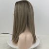 Brown Color With Highlights Jewish Kosher Wigs For White Women Natural Look Silk Top Base