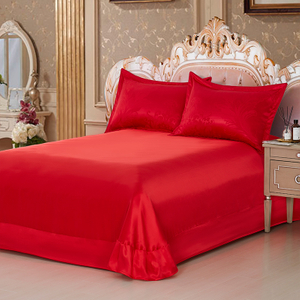 Soft 100 Natural Mulberry Silk Flat Sheets with Bedskirts