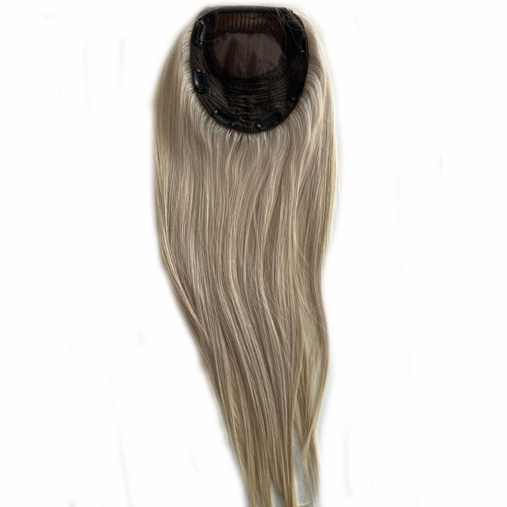 Ash Blonde Silk Top Human Hair Toppers for Women Natural Straight