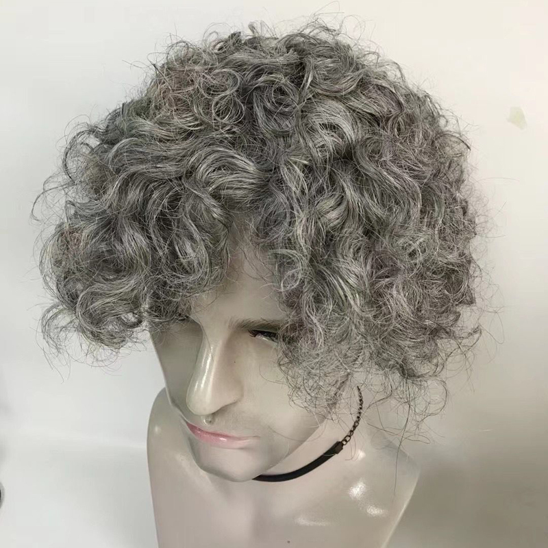 Buy Men's Toupee Hair Online Thin Skin Base Grey Color Human Hair Men Toupee