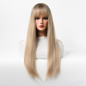 Ombre Ash Blonde Synthetic Wig Machine Made Natural Looking