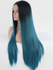 Fashion Synthetic Hair Lace Front Wig Straight Blue