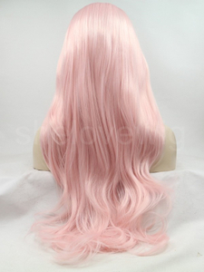 Pink Synthetic Lace Front Wig Natural Wave Wigs