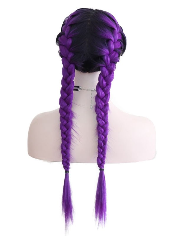 Fashion Design Ombre Purple Braid Synthetic Lace Wig