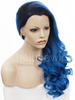 Black Root with Blue Wave Synthetic Lace Front Wigs