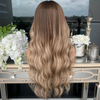 Ombre Brown Mixed Blonde Color Glueless Full Lace Wigs for White Women Wave Virgin Hair Lace Front Wig